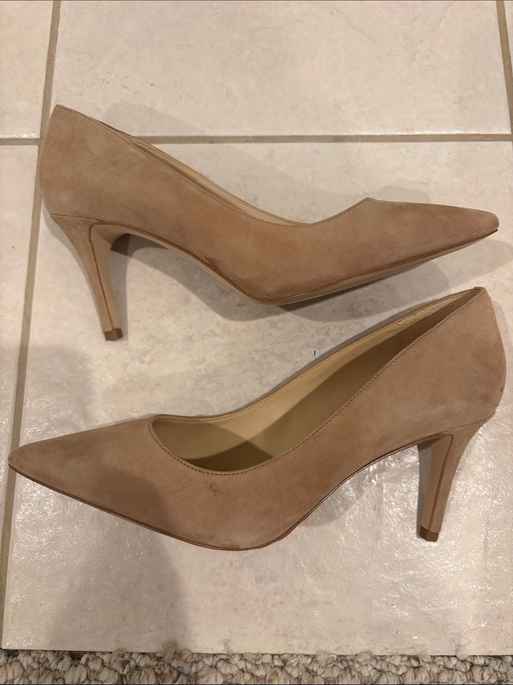 Sam Edelman Tristan Classic Pointed-Toe Women's Pumps in Nude Suede leather-7M
